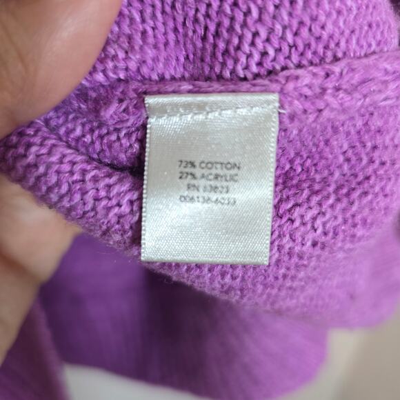 Christopher & Banks Fair Isle Pullover Sweater Size L Purple Yoke Cotton Blend - Picture 8 of 8
